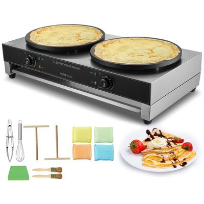 Electric Crepe Maker, Commercial Crepe Machine, Flat Plate Crepe Griddle Desktop Circular Cereals Pancake Stove