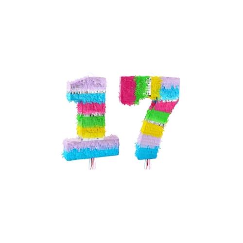 Pinata Zahl 17 bunt pastell