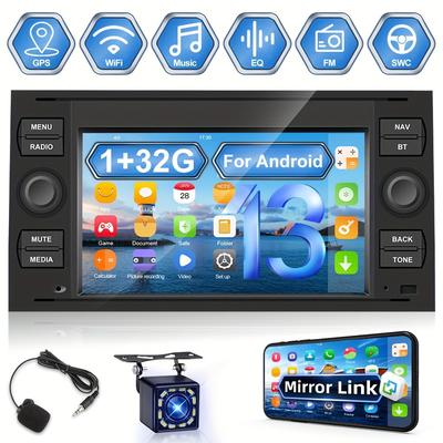 TEMU Podofo 1+32g Car For Ford For For For For For Fiesta For For For Gps Navigation, 7 Touchscreen Wireless, + Reversing