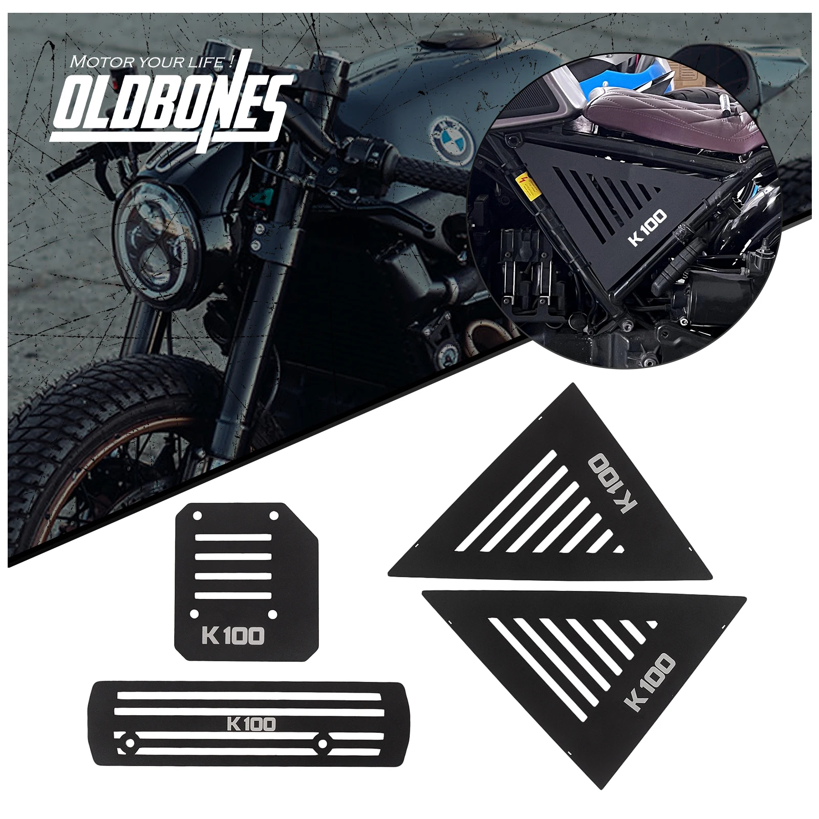 Per BMW K75 K100 K 100 K 75 Cafe Racer Motore Del Motociclo Iniettore Guardia Badge Copertura Spazzolato Tachimetro Staffa Accessori