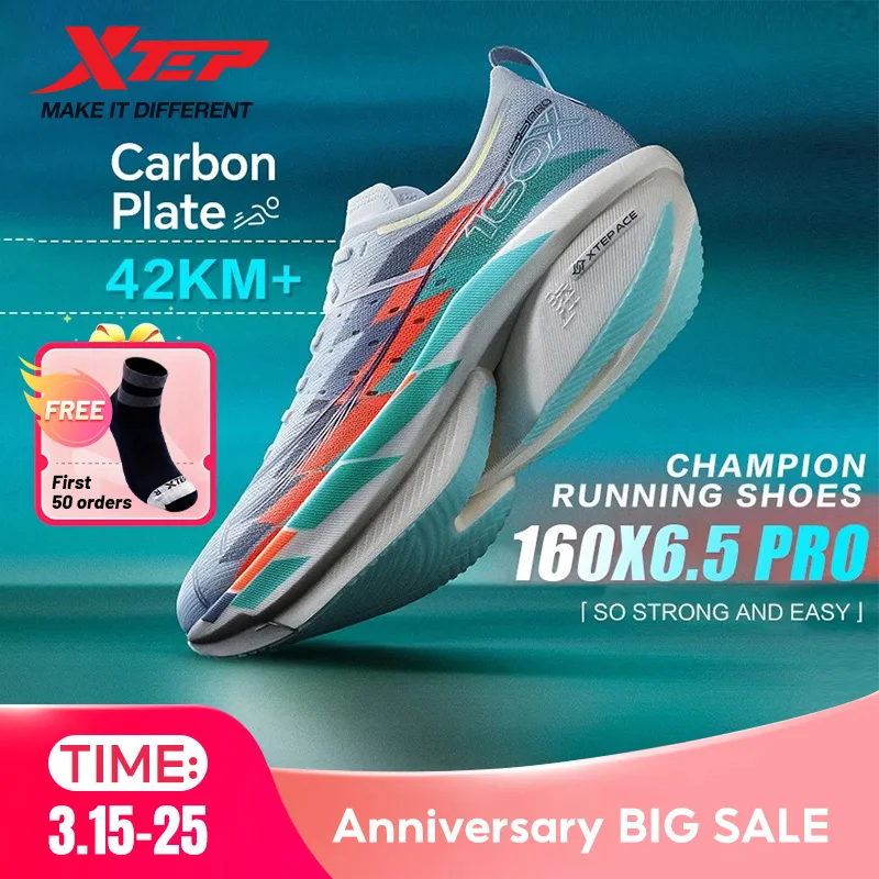 Xtep 160X 6.5 PRO Scarpe da corsa per uomo Champion Racing Scarpe da corsa con piastra in carbonio Maratona professionale 975119110003