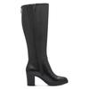 Stiefel TAMARIS, Damen, Gr. 40, Varioschaft, schwarz, Leder, Lederimitat, unifarben, klassisch, Schuhe, Blockabsatz, Langschaftstiefel mit Ziernähten