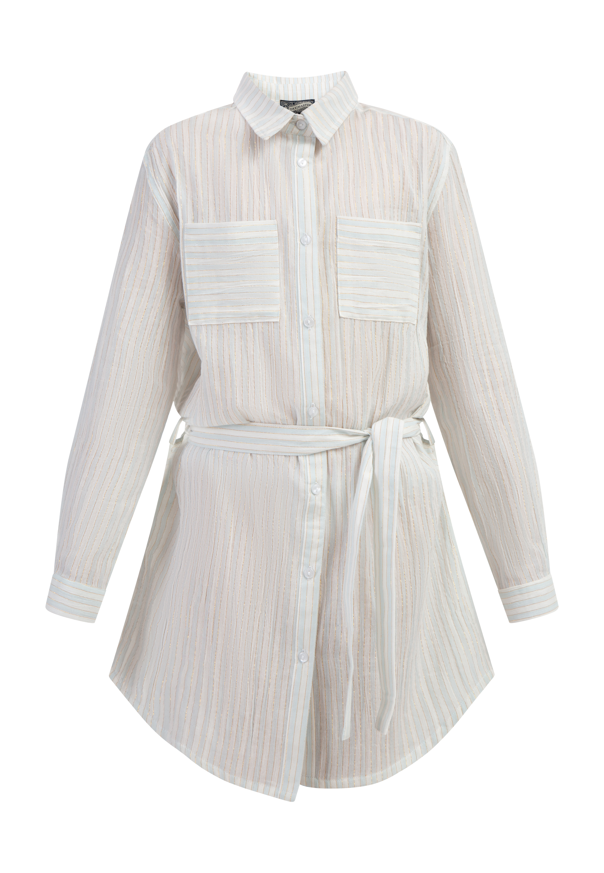 Dreimaster Hemdblusenkleid Mädchen Hellblaue Streifen Image