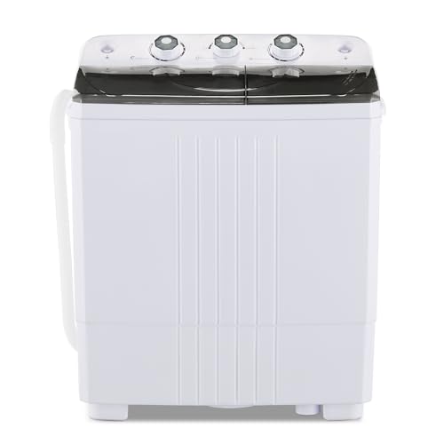 LEMROE Twin Tub Washing Machine Electric Mini Portable, Compact 4.5KG Capacity Washer 1.5KG Spin Dryer Laundry with Timer Control & Drain Pipe for Apartment Dorms Camp College Rooms