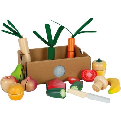 Spiellebensmittel SMALL FOOT "Schneide-Set Obst u. Gemüse fresh", bunt, Kaufladensortimente, Kinder, aus Holz