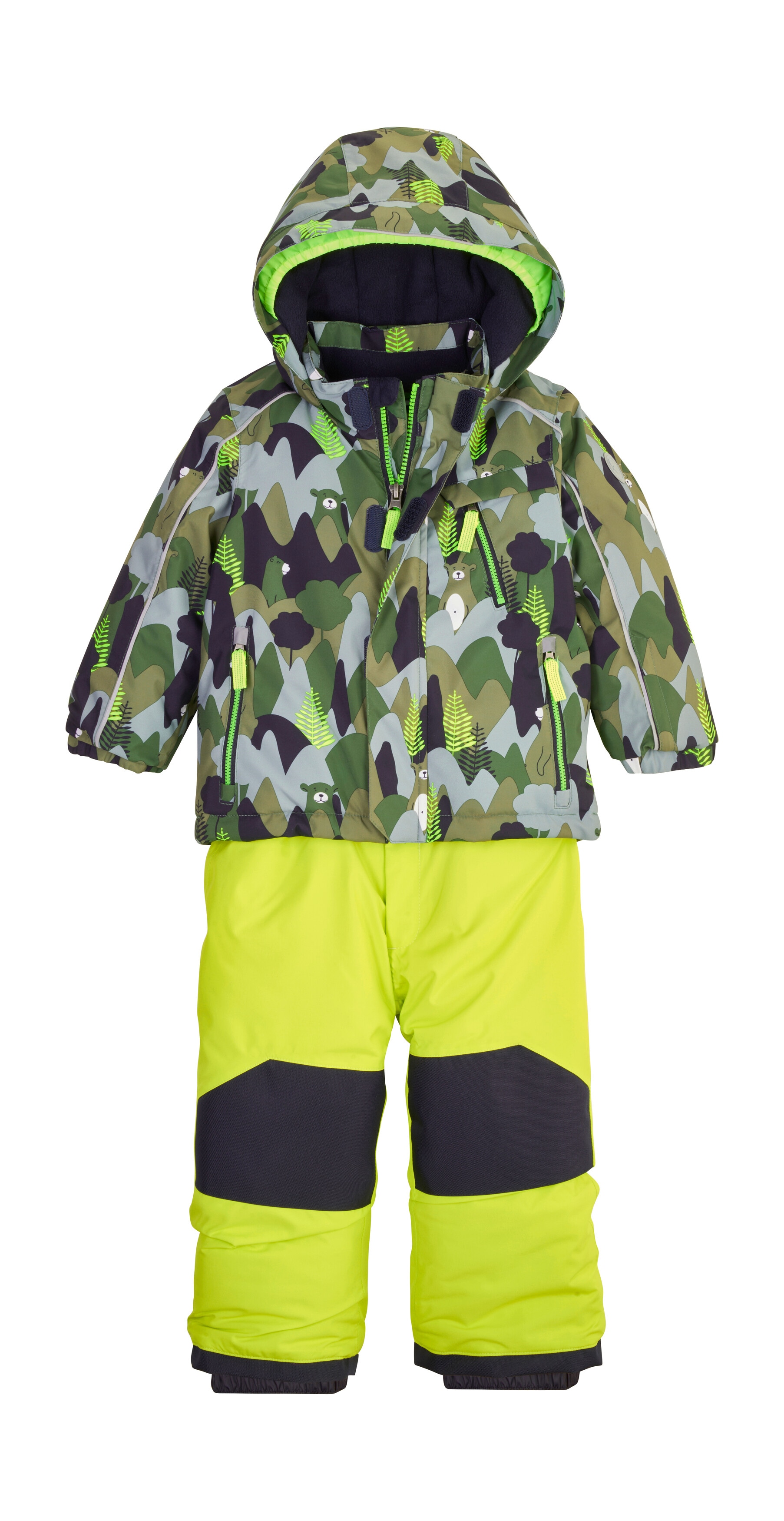 Skianzug "FISW 32 MNS JCKT AND PNTS", Jungen, Gr. 122/128, grün (olivgrün), Obermaterial: 100% Polyester;Futter: 100% Polyester;Füllung: 100% Polyester, FIRST INSTINCT BY KILLTEC, Sportanzüge Skianzug, 3-in-1 Skioverall, Camouflage, reflektierend,...