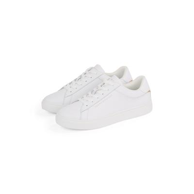 Plateausneaker TOMMY HILFIGER "ESSENTIAL COURT SNEAKER", Damen, Gr. 36, weiß, Leder, Lederimitat, sportlich, Schuhe, Fre