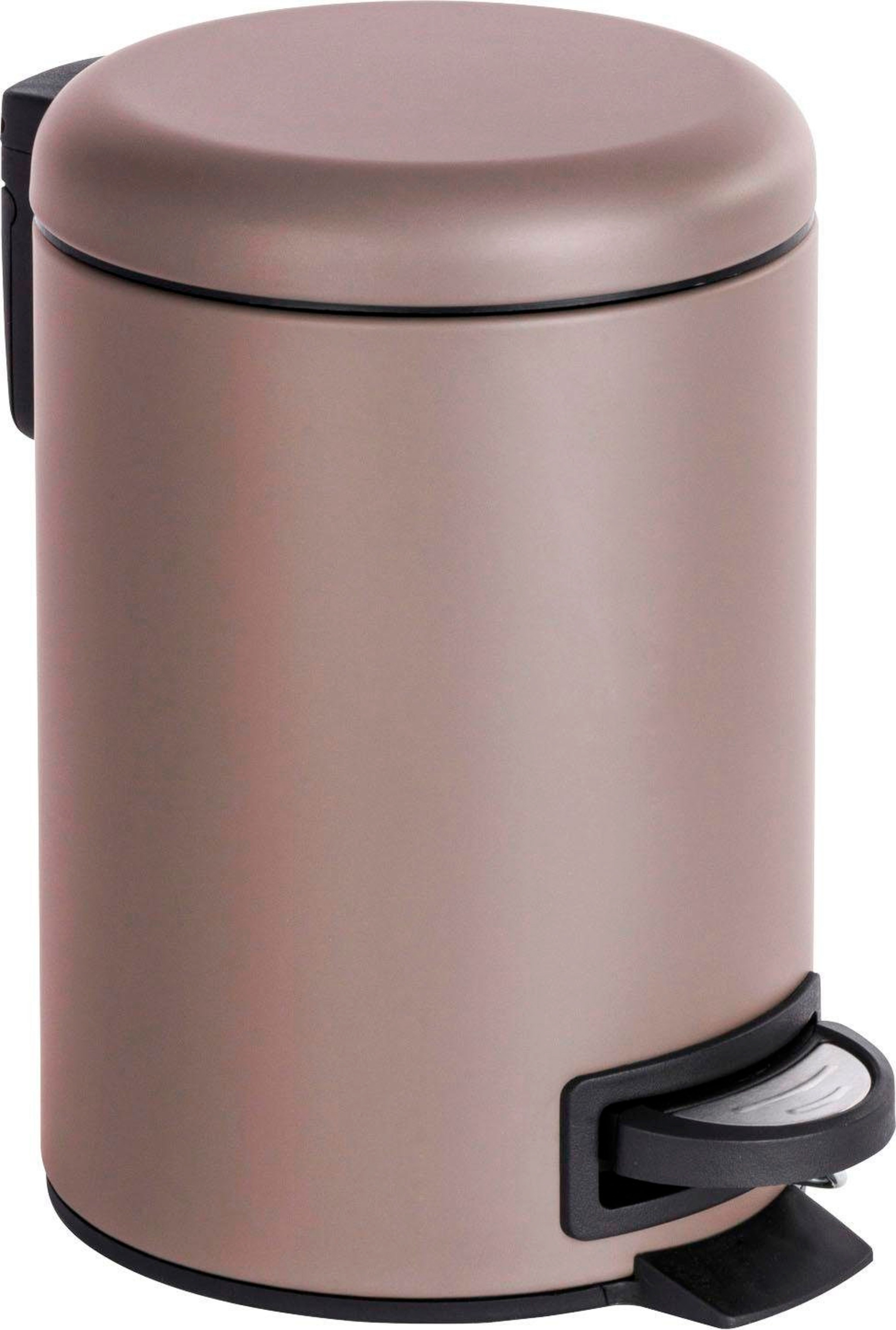 Kosmetikeimer WENKO "Leman", grau (taupe), B:17cm H:25cm T:22,5cm, Stahl, Mülleimer, Kosmetikeimer