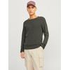 Rundhalspullover JACK & JONES "JJDEAN KNIT CREW NECK AW24", Herren, Gr. XS, grün (kombu grün), Strick, Obermaterial: 100% Baumwolle, unifarben, modisch, normal, Rundhals, Langarm, Pullover, in gewaschener Optik