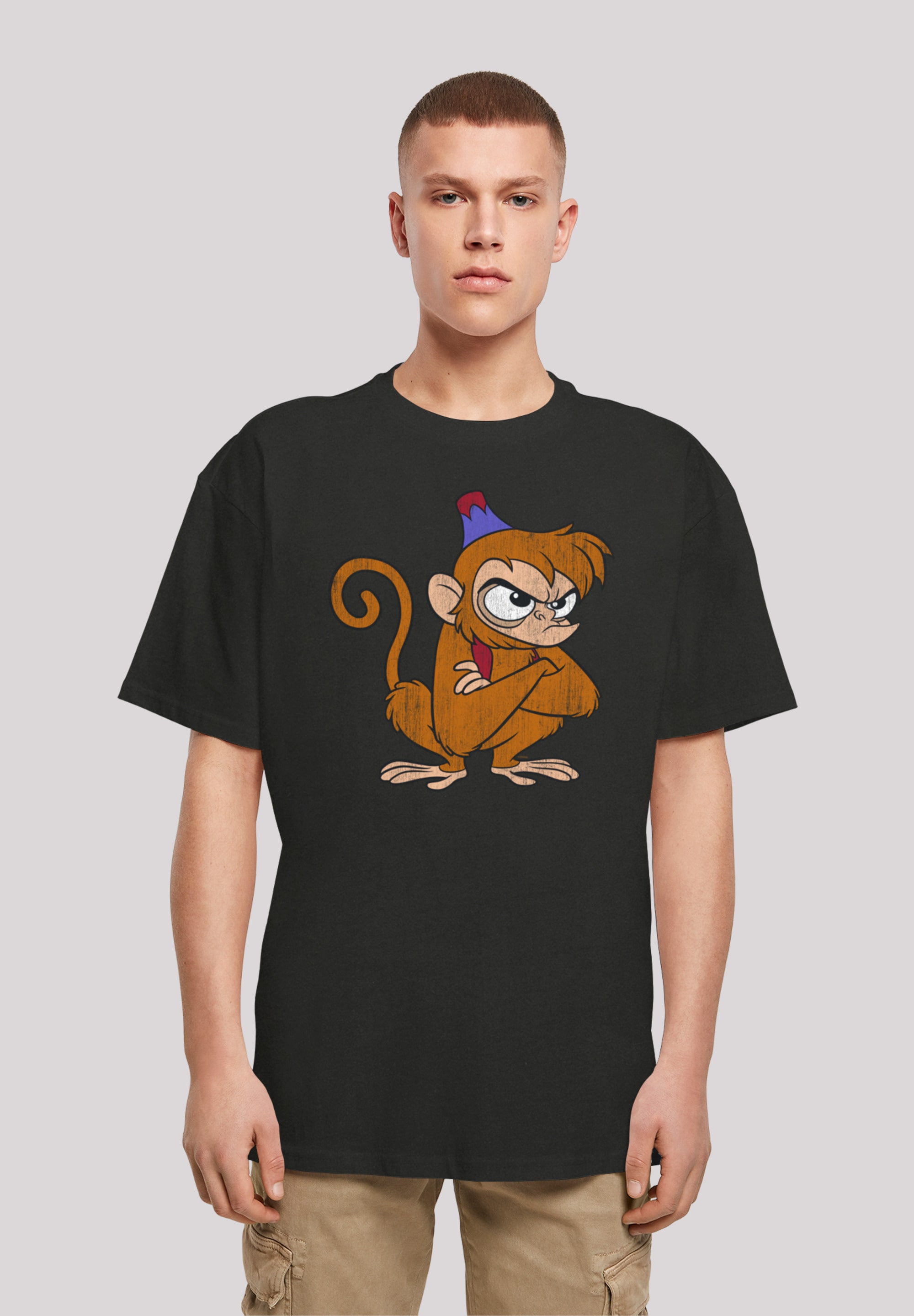 T-Shirt F4NT4STIC "Disney Aladdin Classic Angry Abu", Herren, Gr. XS, schwarz, Obermaterial: 100% Baumwolle, oversize, Rundhals, ohne Bündchen, Shirts, Print Image