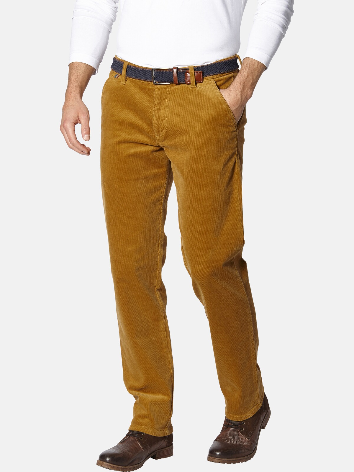 Cordhose BABISTA "Cordhose BABESTINI", Herren, Gr. 50, N-Gr, gelb (dunkelgelb), Obermaterial: 97% Baumwolle CO. 3% Elasthan EL., Hosen Cordhose