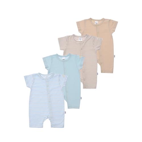 Strampler LILIPUT Gr. 62/68, EURO-Größen, blau (beige-blau) Baby Overalls 4er-Pack mit praktischen Druckknöpfen