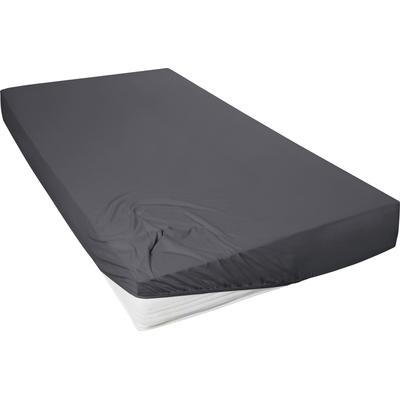 Spannbettlaken PRIMERA "Mako-Feinjersey Spannbetttuch", grau (anthrazit), B:90-100cm L:200cm, Mako-Jersey, Obermaterial: 100% Baumwolle, Laken, Geeignet für Standardmatratzen bis 22 cm, 100% Baumwolle Image