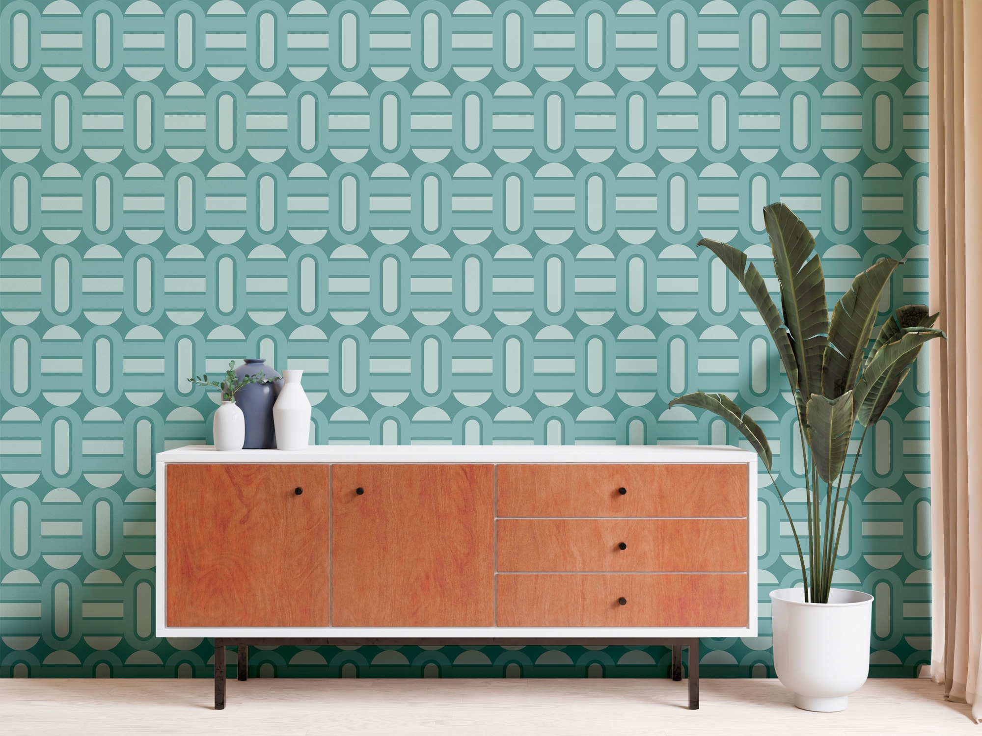 Vliestapete A.S. CRÉATION "Retro Chic Grafik-Tapete Mustertapete Retro 3D", blau (türkis,blau,hellblau), B:0,53m H:0,02m L:8,5m, Vlies, Tapeten, Vintage Vliestapete für Schlafzimmer Küche Wohnzimmer Grafik Design