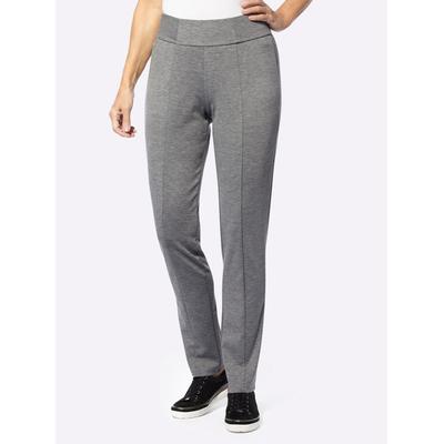 Schlupfhose CLASSIC BASICS, Damen, Gr. 40, Normalgrößen, grau (steingrau, meliert), 76% Polyester, 20% Viskose, 4% Elasthan, unifarben, lang, Hosen Image
