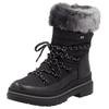 Winterboots REMONTE, Damen, Gr. 39, schwarz (schwarz, grau), Leder, Textil, klassisch, Schuhe, Blockabsatz, Winterstiefelette mit wasserabweisender TEX-Membran