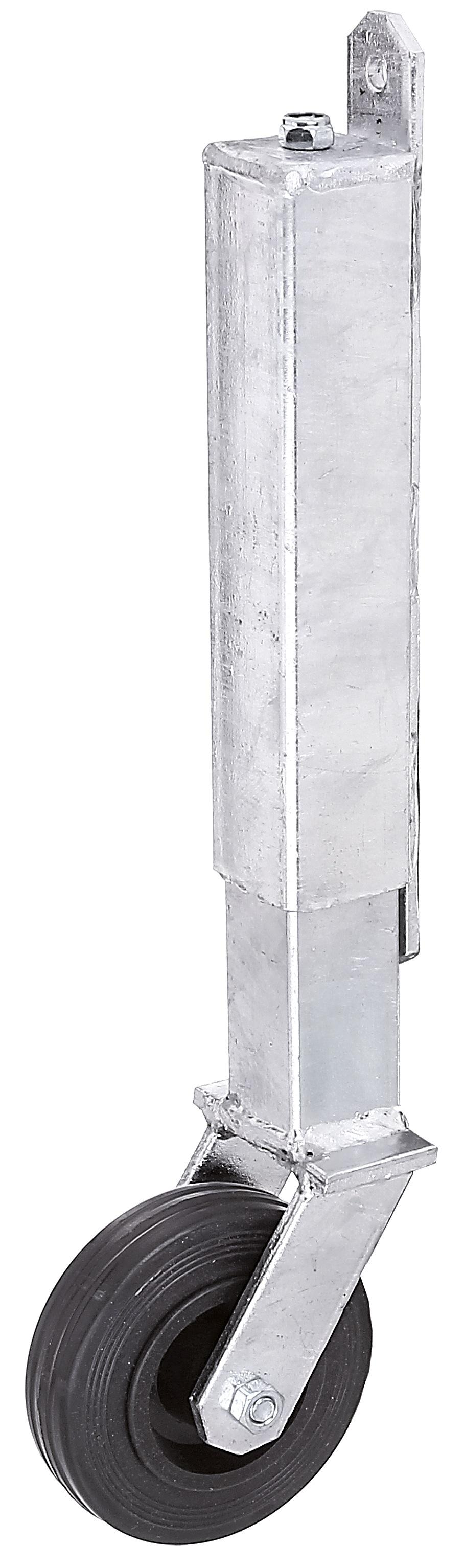 Torlaufrolle ALBERTS, silber (silberfarben), H:40cm Ø:10cm, Stahl, Möbelrollen, für leichte Tore bis 70 kg, zum Anschrauben, Höhe 400 mm