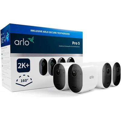 ARLO Überwachungskamera "Pro 5 2K+ Spotlight (4er Set)", schwarz-weiß (weiß, schwarz), B:5,2cm H:7,84cm T:8,9cm, Überwac