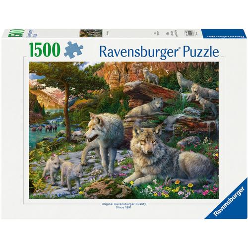 Puzzle RAVENSBURGER ""Wolfsrudel im Frühlingserwachen"" Puzzles bunt Kinder Made in Germany; FSC - schützt Wald weltweit