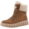 Winterboots TOM TAILOR, Damen, Gr. 36, braun, Textil, unifarben, kontrastfarbene Details, Veloursleder, modisch, Schuhe, Keilabsatz, Plateau, Winterstiefelette, Schnürboots, Reißverschluss
