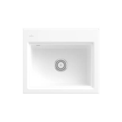 Villeroy & Boch Villeroy&Boch Rechteckiges Spülbecken, Keramikspüle Subway Style 60 S Stone White 60x51cm, Unterschrankbreite 60cm Image