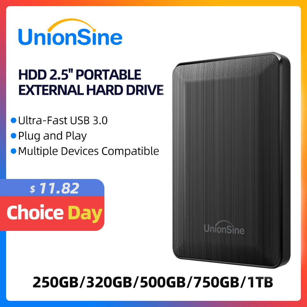 UnionSine-Disque dur externe HDD portable, USB 3.0, 2.5 ", 250 Go, 320 Go, 500 Go, 1 To, compatible avec PC, Mac,PS4, ordinateur de bureau, MacPle
