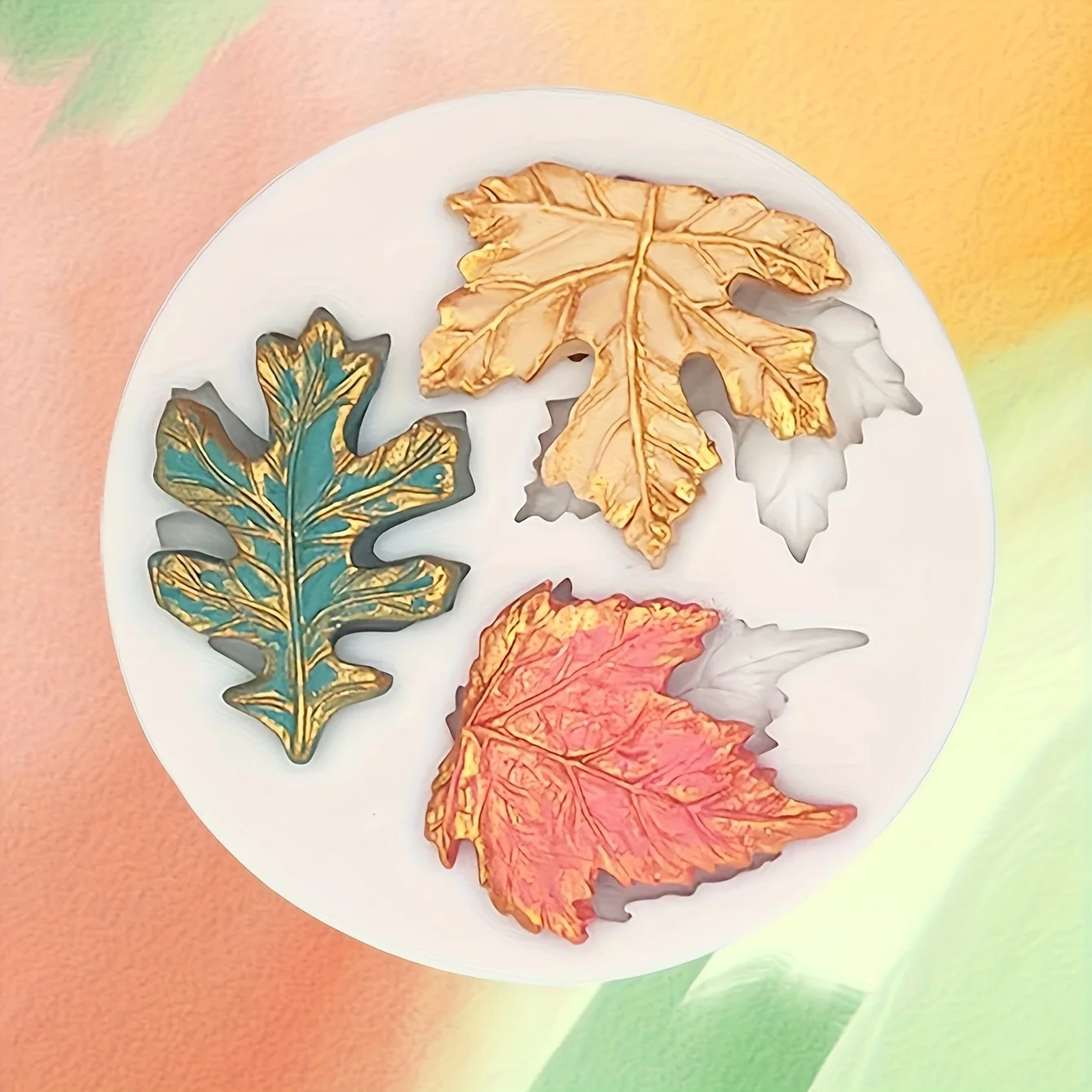 1 STÜCK - Ahornblatt-Back-Silikonform zum Backen von Ahornblättern, grünes Blatt, Kuchendekoration, Schokoladenform, Tonform Image