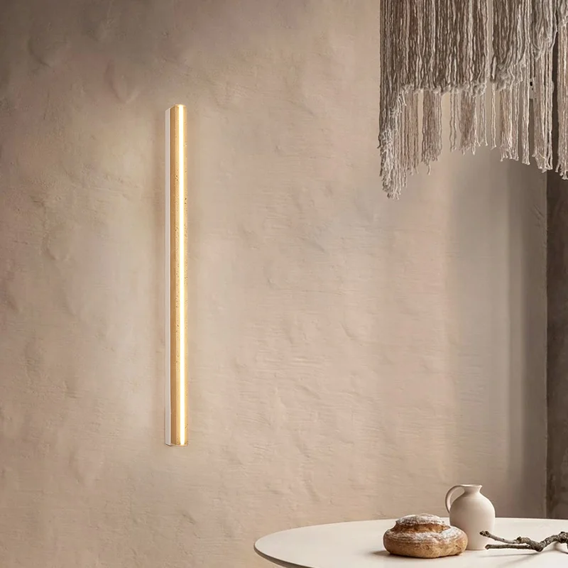 Lange Streifen Naturstein Wandleuchte moderne Schlafzimmer Wohnzimmer Dekoration Korridor Wandleuchte gelbe Travertin Beleuchtungskörper