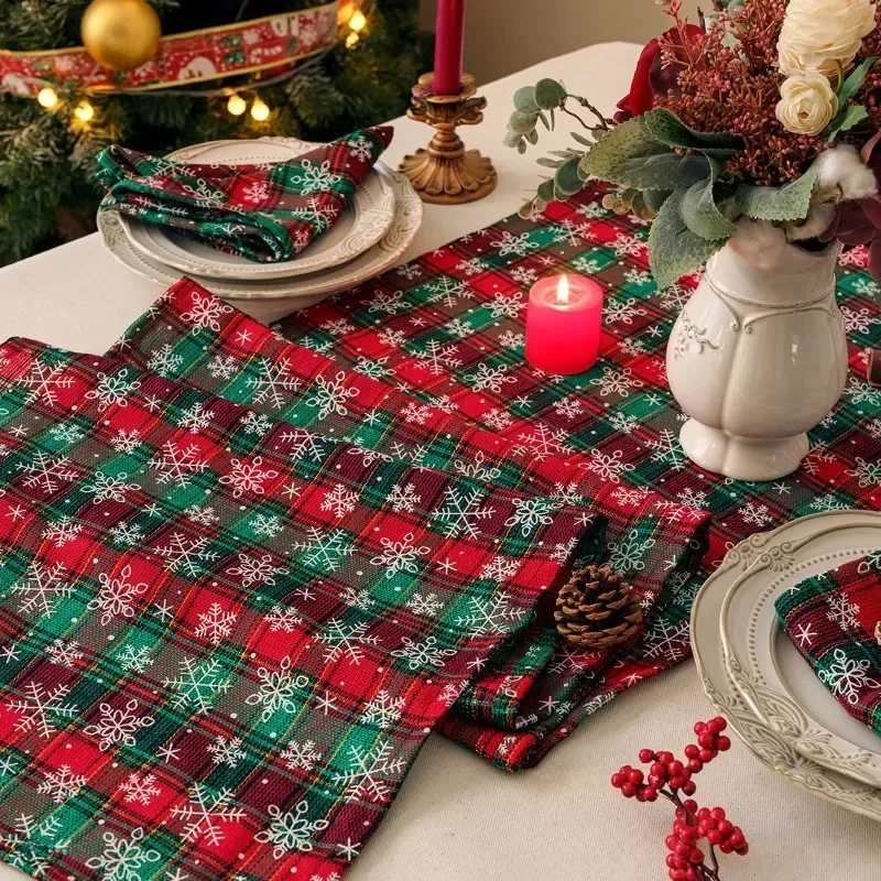 Klassische Weihnachten schottische Tartan Plaid Stoff Servietten Weihnachten 30cm * 45cm Home Hotel Esstisch Dekoration Servietten Image