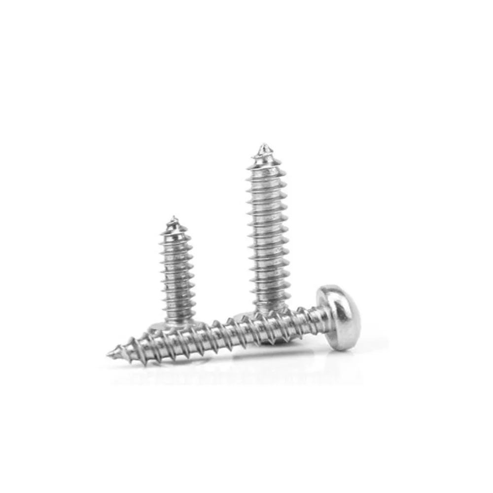 30–500 Stück M3 M3,5 M4 M4,2 M4,8 M5 M5,5 M6 M8 304 Edelstahl Kreuzschlitzschraube mit rundem Kopf, selbstschneidende Schraube YB845 Image