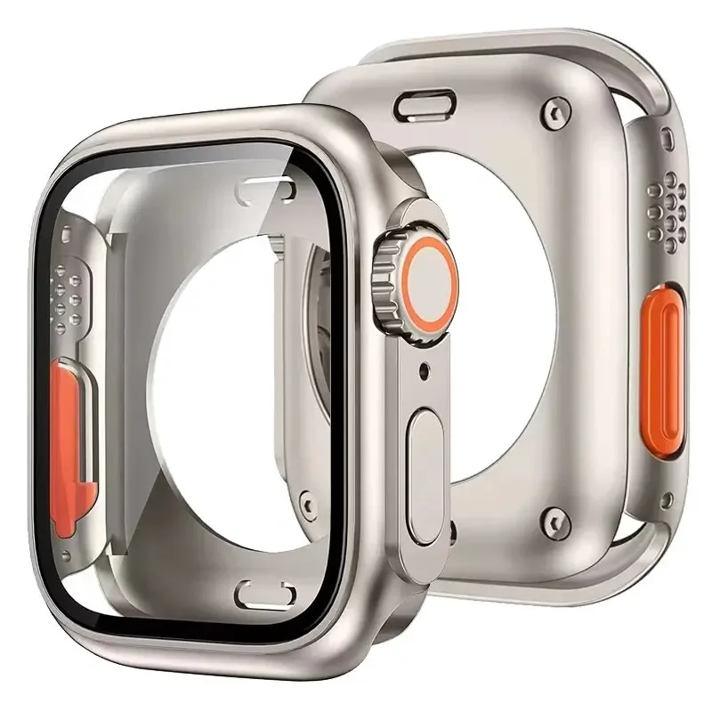 Ändern Sie sich auf Ultra-Displayschutzfolie für Apple Watch 46 mm, 42 mm, 40 mm, 45 mm, harte PC-Front- und Heckstoßstangengehäuse für IWatch 10, 9, 8, 6, 4 Image