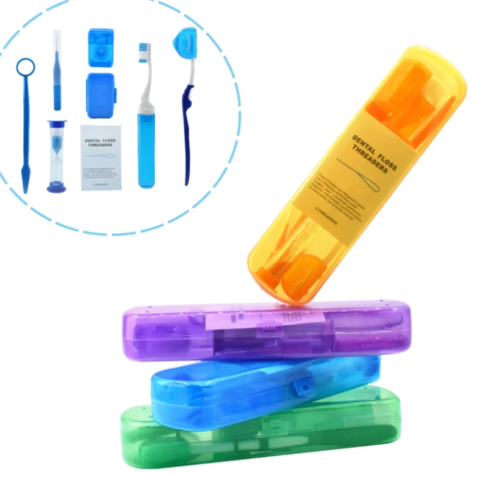 8 Teile/beutel Tragbare Zahnpflege Kits Zahnseide Einfädler Reinigung Hosenträger Spiegel Interdentalbürste Kieferorthopädische Mundhygiene Werkzeuge Image