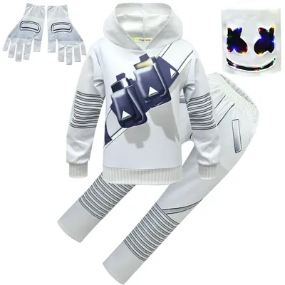 Kinder Elektronischer Sound Sänger DJ Marshmello Kostüm Mädchen Jungen Halloween Cosplay Kostüm Party Rollenspiel Dress Up Outfit Hoodies Image