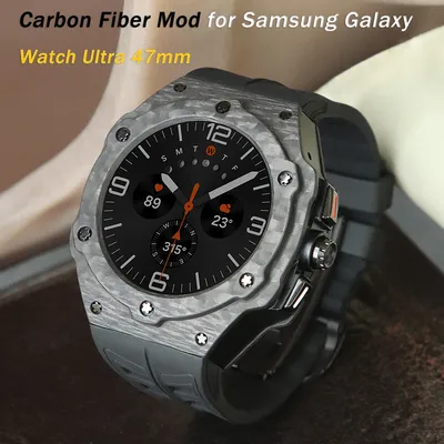 Luxury Modification Kit for Samsung Galaxy Watch Ultra 47mm Carbon Fiber Modifications Case Strap