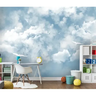 Custom Mural Wallpaper 3D Wall Painting blue sky and white clouds photo wallpapers for child's room Living Room TV Sofa Bedroom
