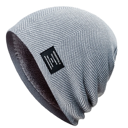Herren Unisex Beanie Mütze Wintermützen Beanies Schädelkappe Strickmütze Schwarz Blau Acrylfasern Gestrickt Gemütlich Alltagskleidung Ausgehen Einfarbig Warm Image