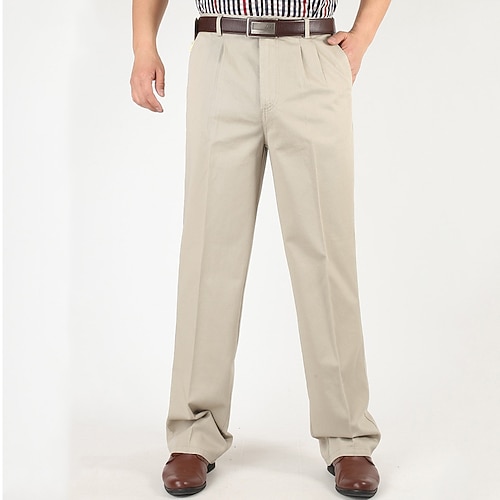 Herren Anzughosen Hose Hosen Chinesisch Chino Knopf Tasche Gerade geschnitten Glatt Komfort Formal Party Arbeit Modisch Klassicher Stil Schwarz Marineblau Mikro-elastisch Image