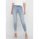 Ankle-Jeans ONLY "ONLBLUSH MID SK ANK RAW", Damen, Gr. M (38), Länge 34, blau (light blau denim), Denim/Jeans, Obermaterial: 92% Baumwolle, 6% Elastomultiester, 2% Elasthan, unifarben, modisch, knöchellang, Jeans, mit leicht ausgefranstem Beinabschluss