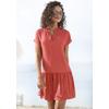 Blusenkleid S.OLIVER, Damen, Gr. 44, N-Gr, orange (koralle), Web, Obermaterial: 100% Viskose, unifarben, modisch, figurumspielend ca. Mitte Oberschenkel, V-Ausschnitt, Kurzarm, Kleider, mit Volant am Rock, Tunikakleid, Sommerkleid, Basic, Topseller