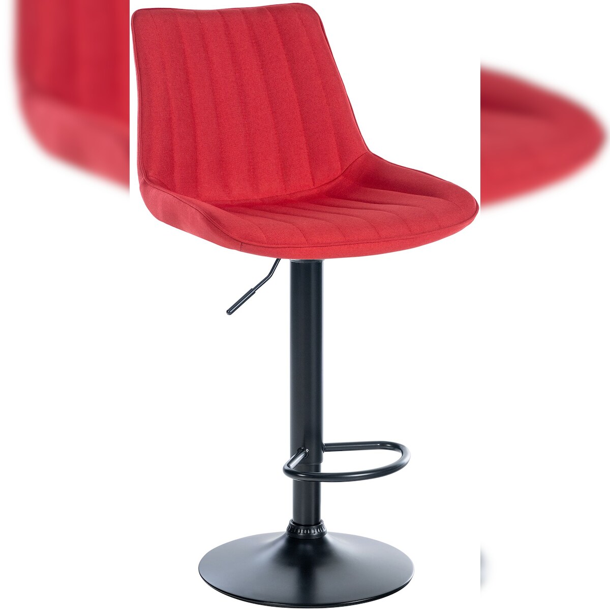 DELUKE® Barhocker RIO - Rot, Stoff, Schwarz | Barhocker mit Lehne Barstuhl Tresenhocker Tresenstuhl Kneipenhocker Kneipenstuhl Image