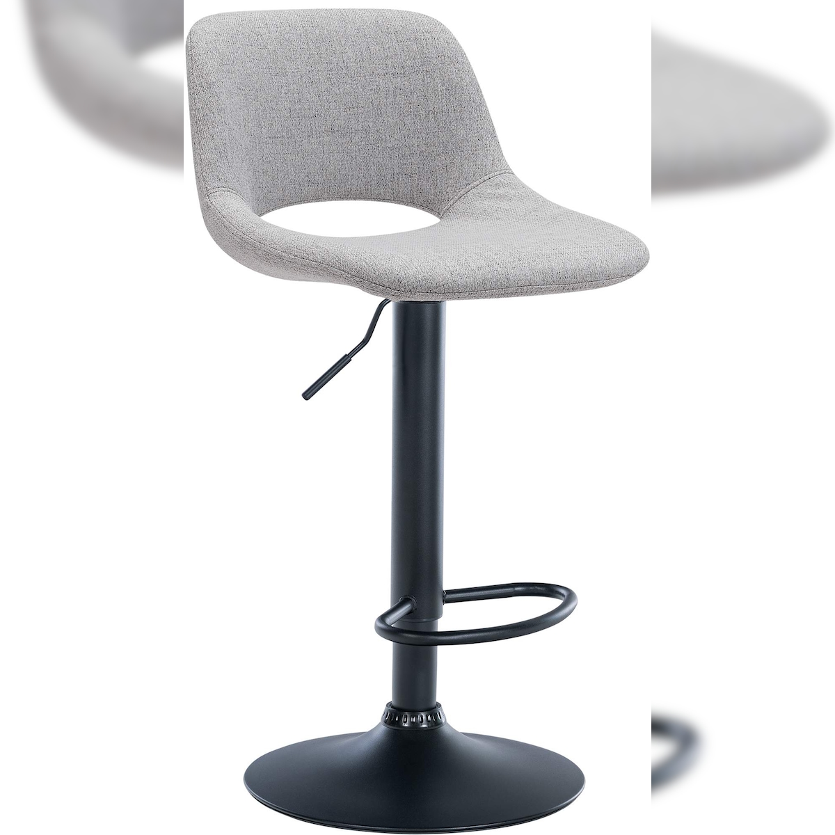 DELUKE® Barhocker JAKSON - Hellgrau, Stoff, Schwarz | Barhocker mit Lehne Barstuhl Tresenhocker Tresenstuhl Kneipenhocker Kneipenstuhl Image