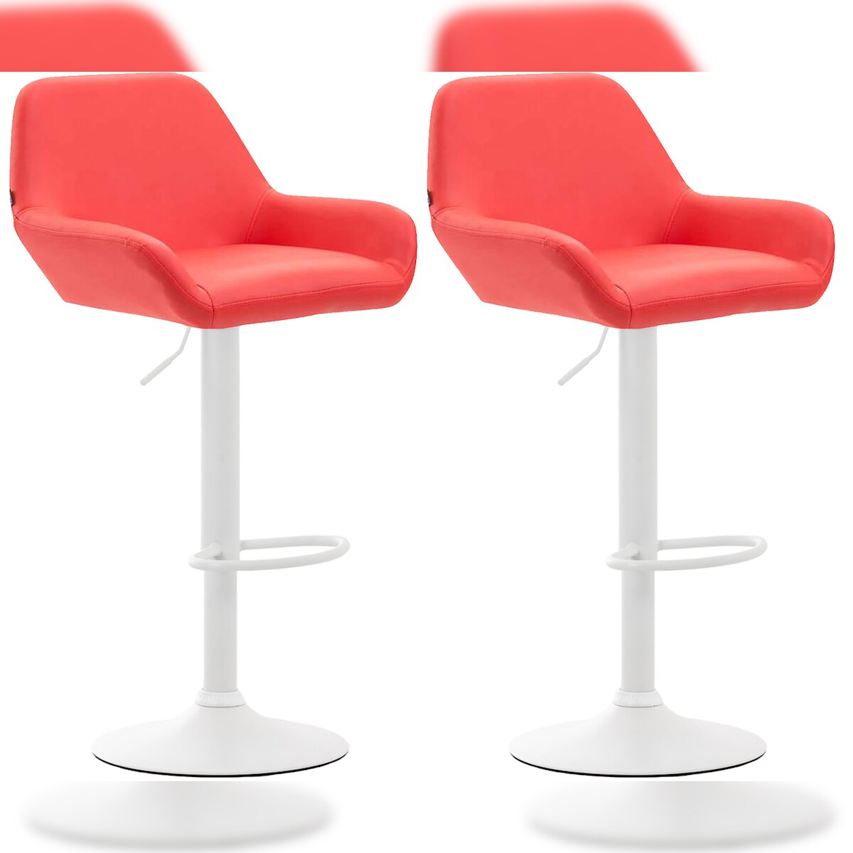DELUKE® Barhocker 2er Set DUBLIN - Rot, Kunstleder, Weiß | Barhocker mit Lehne Barstuhl Tresenhocker Tresenstuhl Kneipenhocker Kneipenstuhl Image
