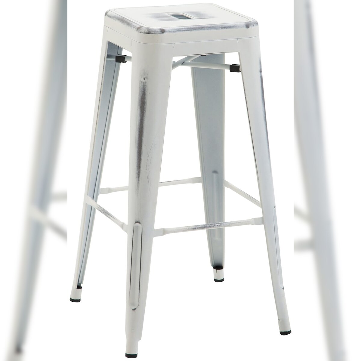 DELUKE® Barhocker MILAN - Antik-Weiß, Metall | Barhocker ohne Lehne Barstuhl Tresenhocker Tresenstuhl Kneipenhocker Kneipenstuhl Image