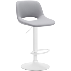 DELUKE® Barhocker JAKSON - Grau, Kunstleder, Weiß | Barhocker mit Lehne Barstuhl Tresenhocker Tresenstuhl Kneipenhocker Kneipenstuhl