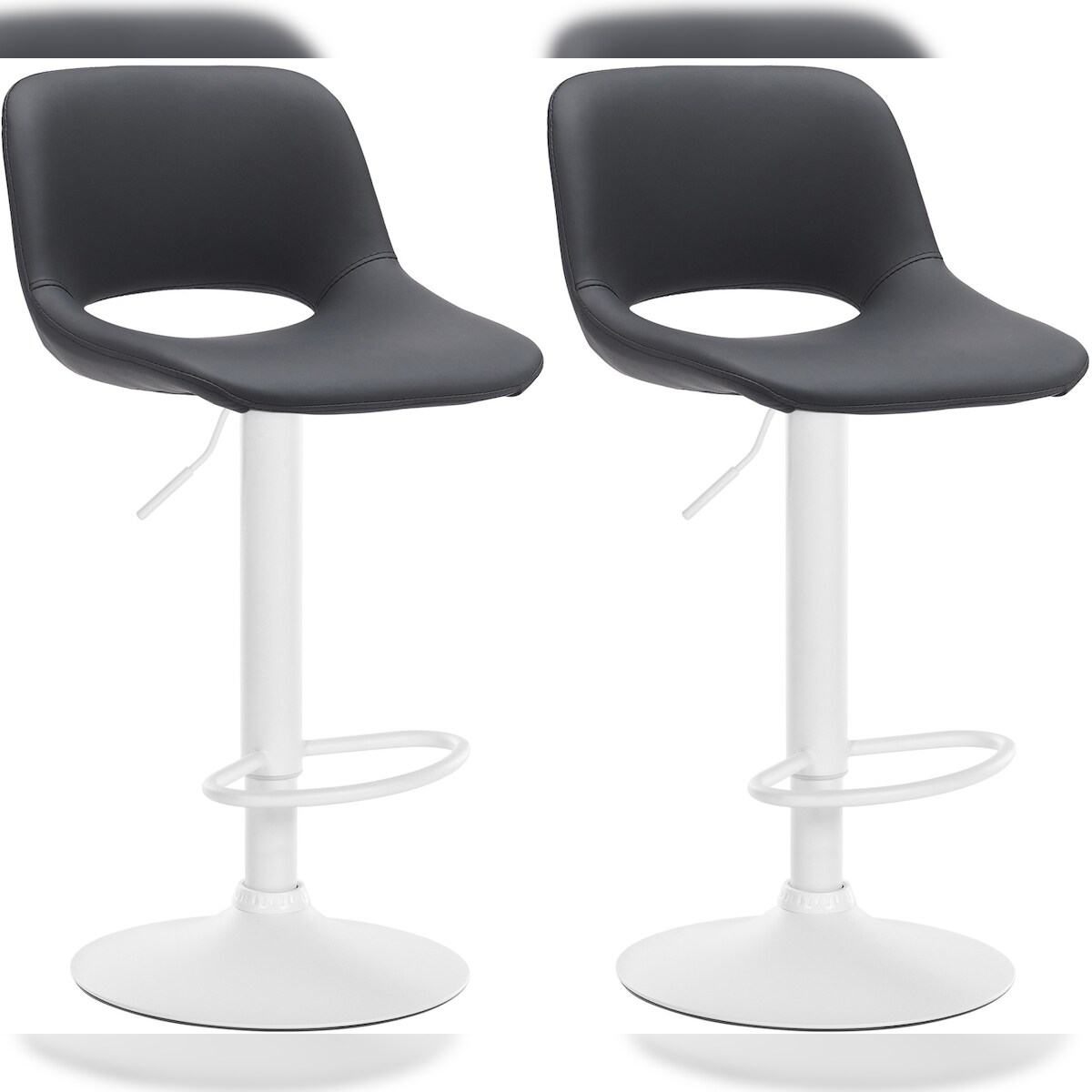 DELUKE® Barhocker 2er Set JAKSON - Schwarz, Kunstleder, Weiß | Barhocker mit Lehne Barstuhl Tresenhocker Tresenstuhl Kneipenhocker Kneipenstuhl