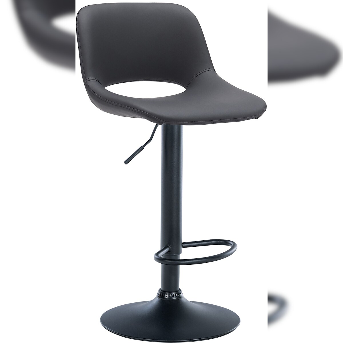 DELUKE® Barhocker JAKSON - Schwarz, Kunstleder, Schwarz | Barhocker mit Lehne Barstuhl Tresenhocker Tresenstuhl Kneipenhocker Kneipenstuhl