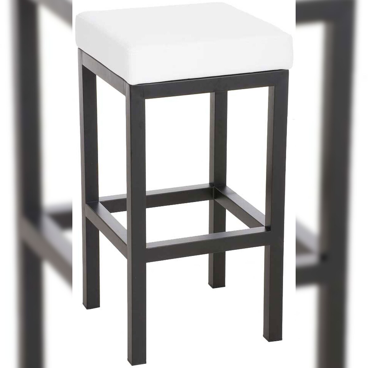 DELUKE® Barhocker KIEL - Weiß, Kunstleder, Stahl, 85cm Höhe | Barhocker ohne Lehne Barstuhl Tresenhocker Tresenstuhl Kneipenhocker Kneipenstuhl Image