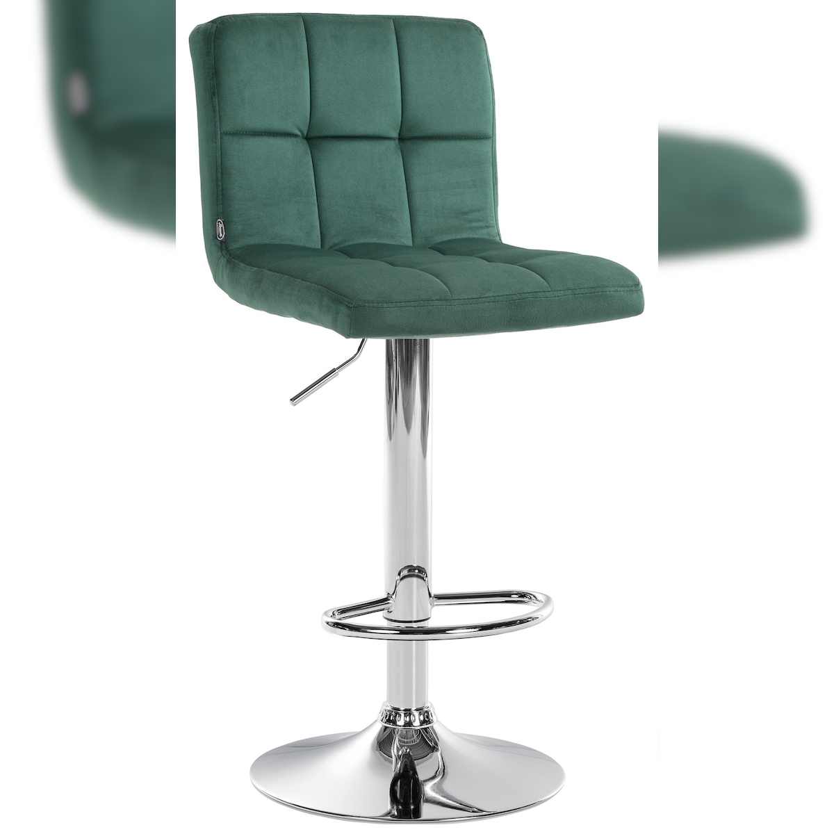 DELUKE® Barhocker BRISBAN - Grün, Samt, Chrom | Barhocker mit Lehne Barstuhl Tresenhocker Tresenstuhl Kneipenhocker Kneipenstuhl Image