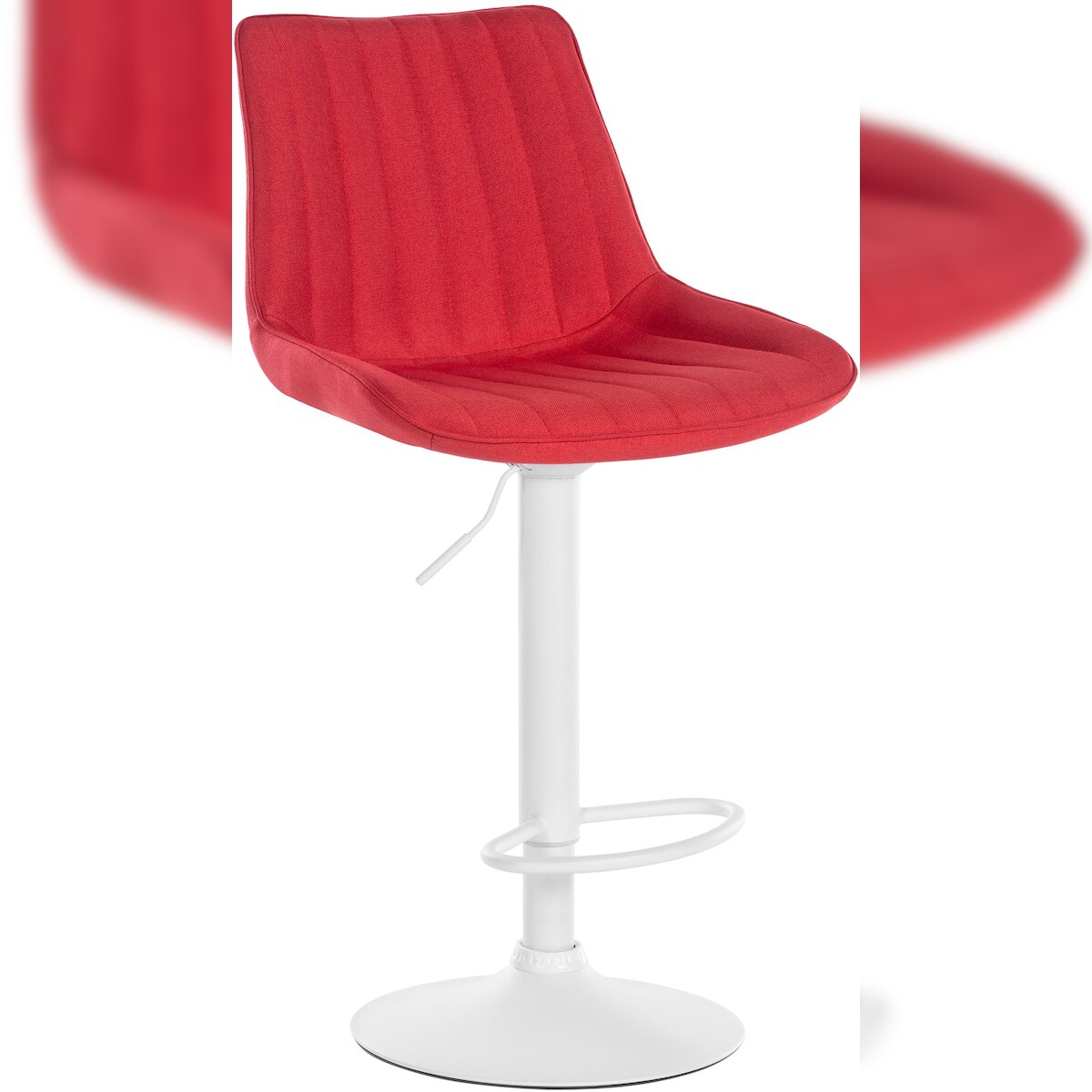 DELUKE® Barhocker RIO - Rot, Stoff, Weiß | Barhocker mit Lehne Barstuhl Tresenhocker Tresenstuhl Kneipenhocker Kneipenstuhl Image