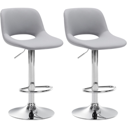 DELUKE® Barhocker 2er Set JAKSON - Grau, Kunstleder, Chrom | Barhocker mit Lehne Barstuhl Tresenhocker Tresenstuhl Kneipenhocker Kneipenstuhl